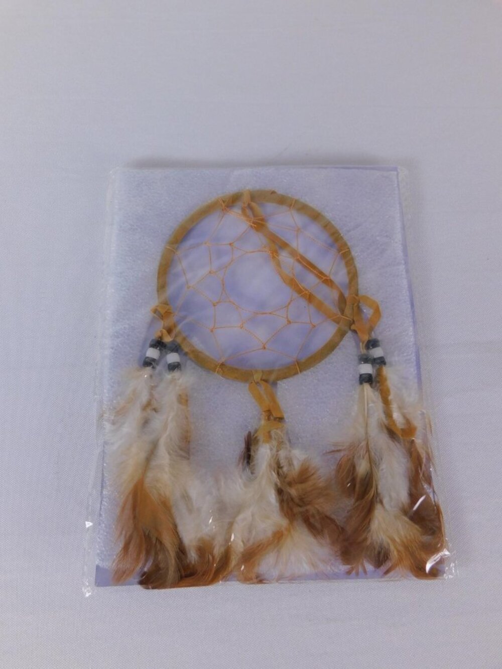 Brown Feather Dream Catcher Small Native American Wall Hanging Mystical Decor